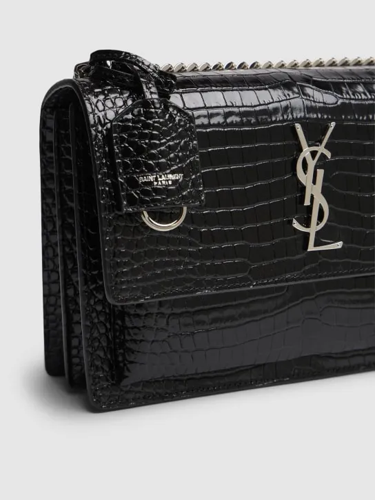 Saint Laurent   Medium Sunset croc embossed leather bag 