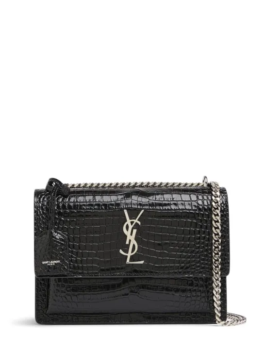 Saint Laurent   Medium Sunset croc embossed leather bag 