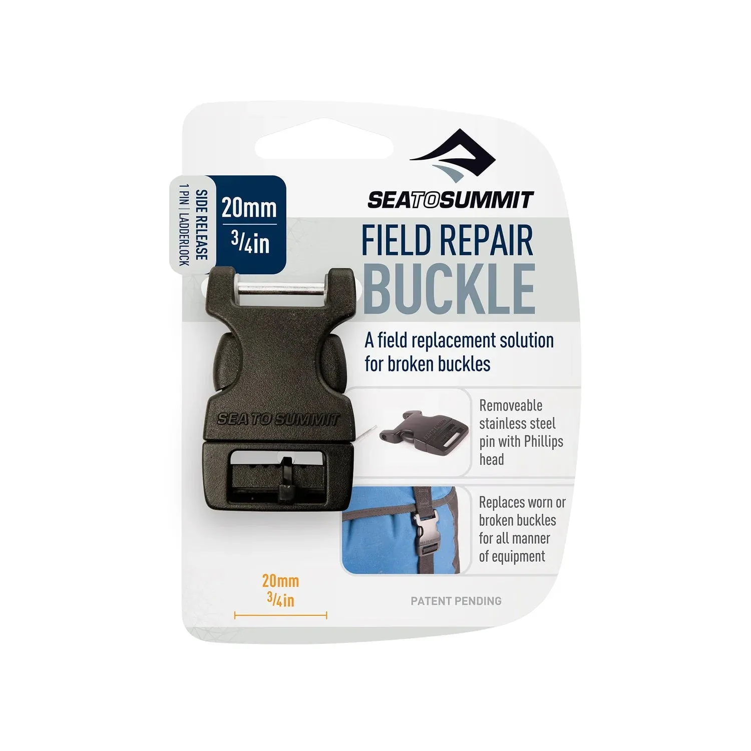 SEA TO SUMMIT Side Release Field Repair Buckle with Removable Pin 1 PIN