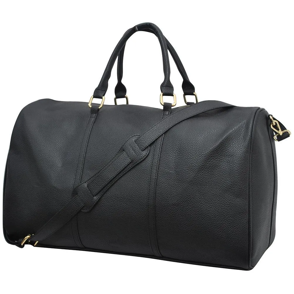 Solid Black NGIL Faux Leather Duffle Bag