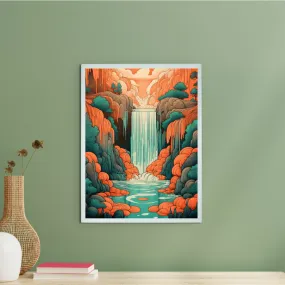 Sowpeace's Handcrafted Boho Day-Night Waterfall Line Art – Premium Set of 2, Indian-Inspired Canvas Prints