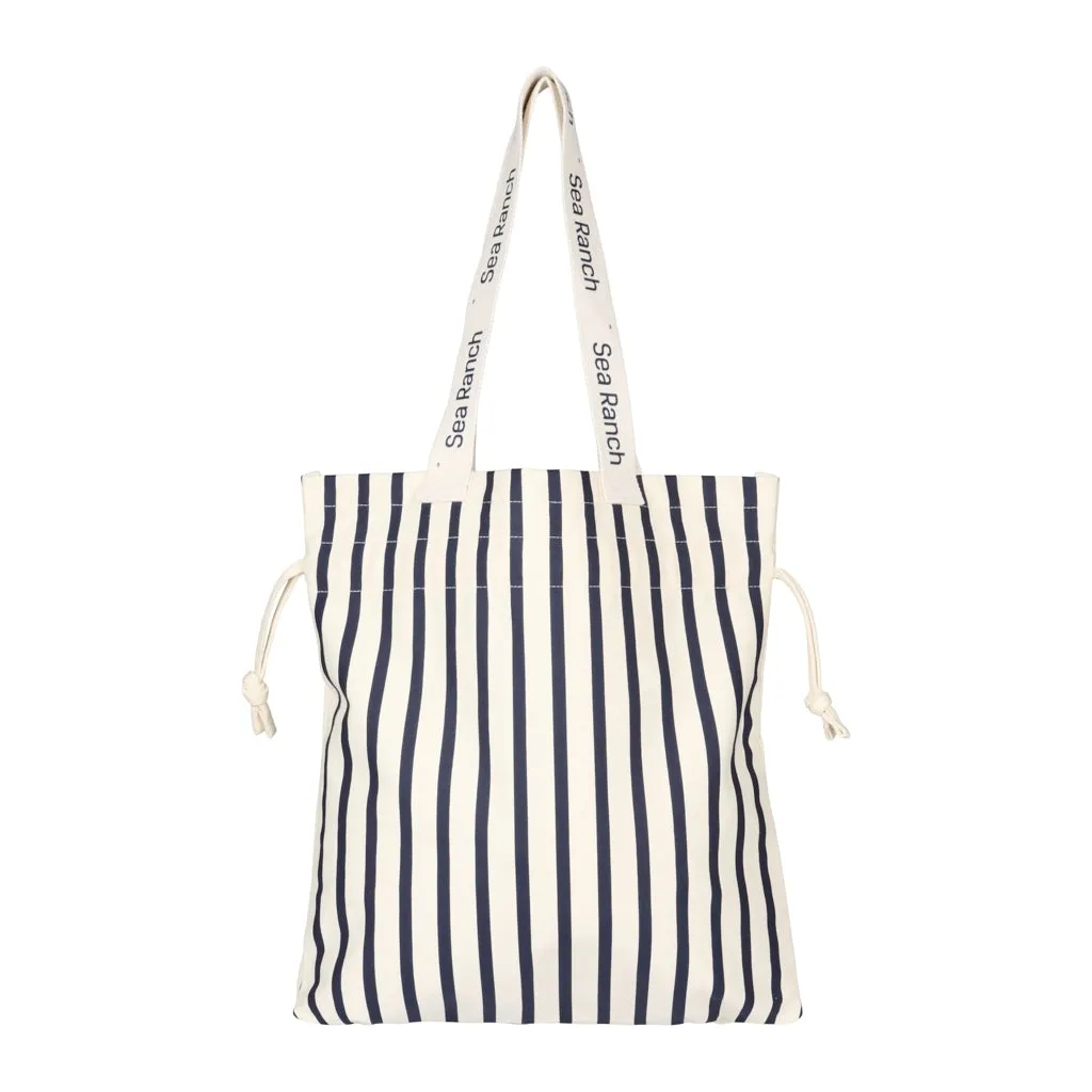 Striped Beach Bag - Ecru/SR Navy