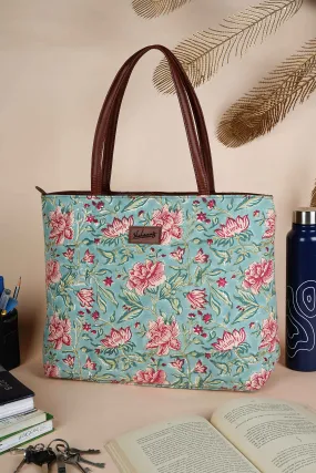 Summer Sorbet Hand Block Printed Aqua Classic Tote Bag