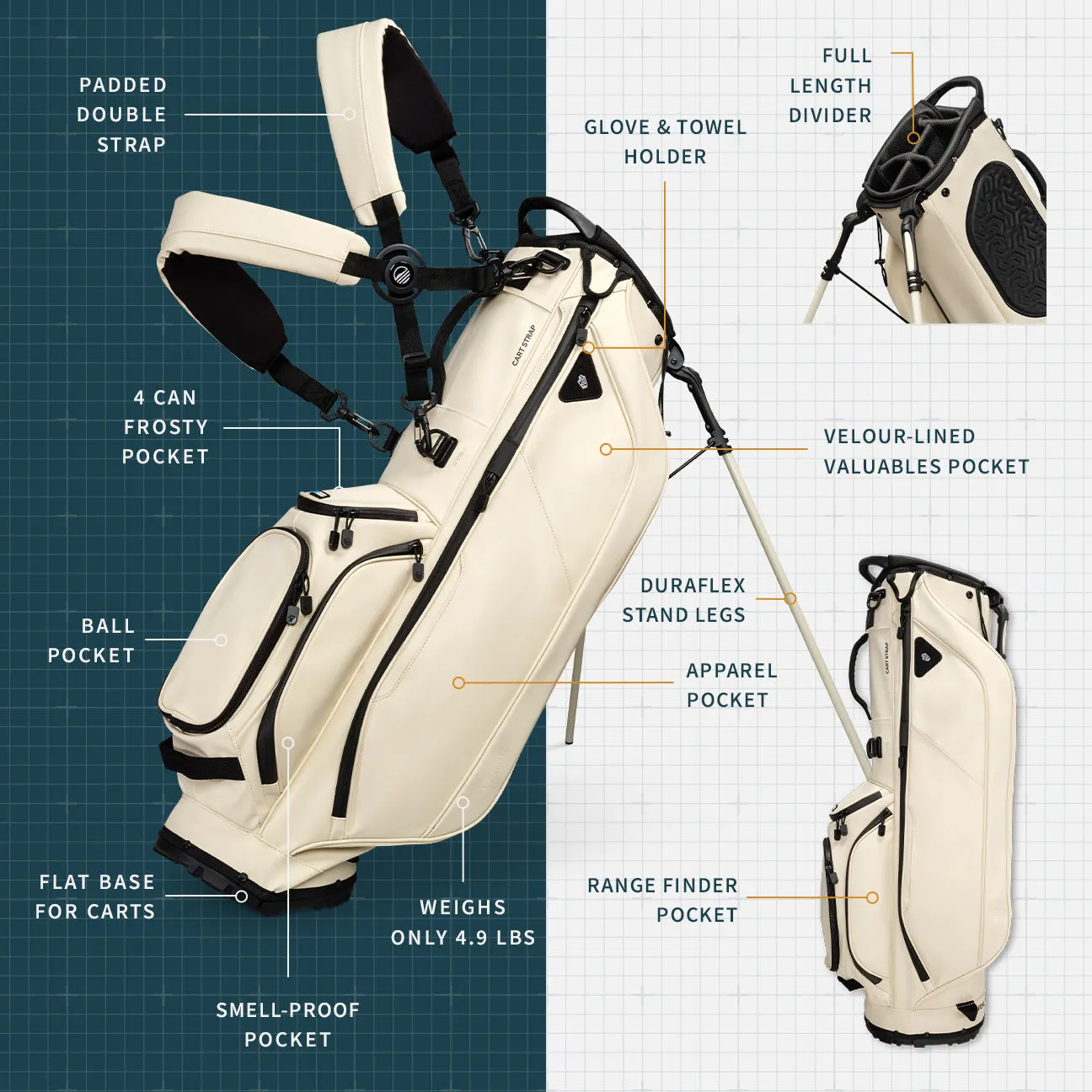 Sunday Golf Ryder S-Class | Cream Vegan Leather