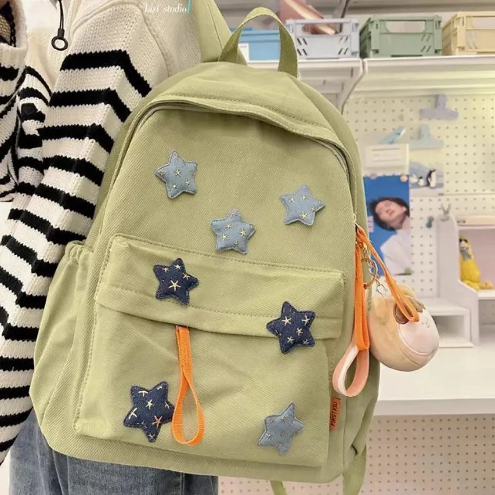 TAVIMART  -  Japanese Cute Girl Star Patchwork Aesthetic Backpack Y2k All Match Canvas School Backpack for College Students Girl Mochilas