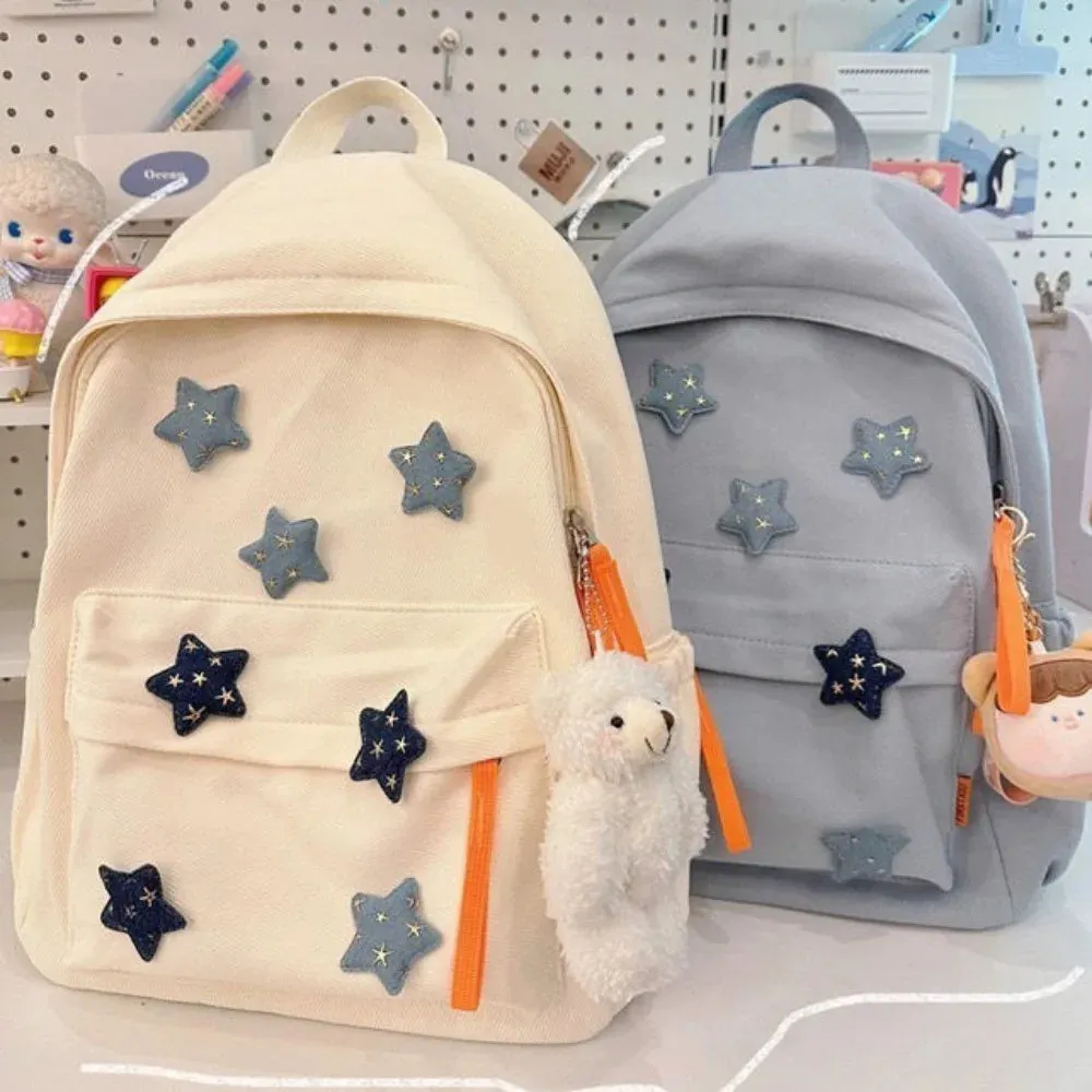 TAVIMART  -  Japanese Cute Girl Star Patchwork Aesthetic Backpack Y2k All Match Canvas School Backpack for College Students Girl Mochilas