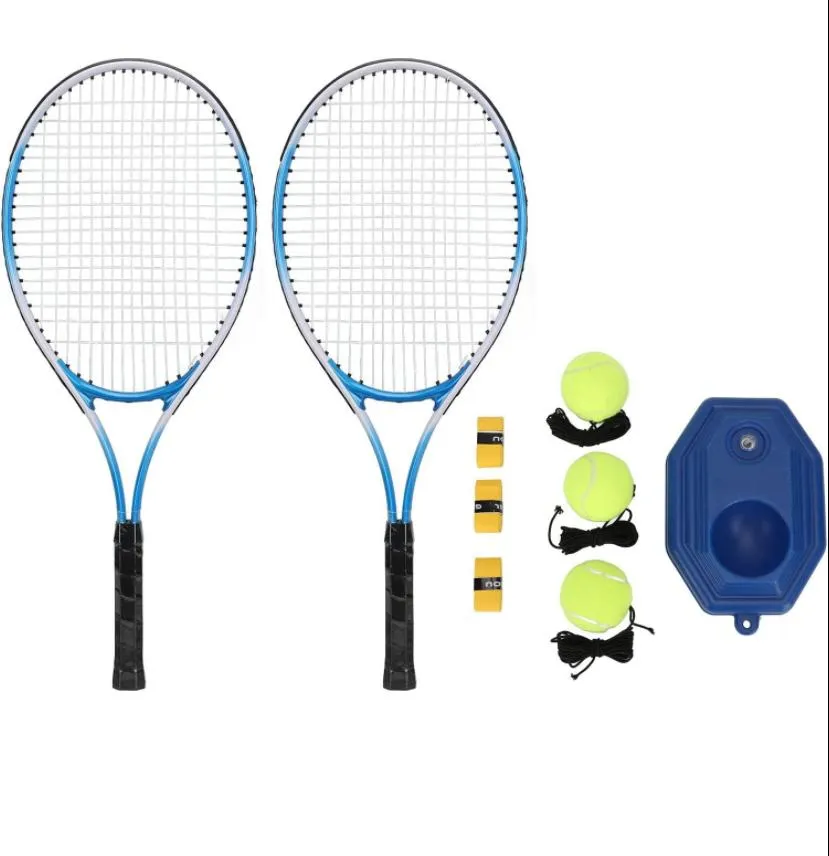 Tennis Practice Training Tool, Tennis Trainer Ease to Use Nylon Material for Yard for All Ages (2 Rackets 3 Balls)