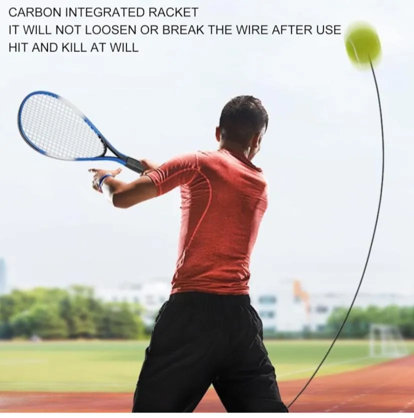 Tennis Practice Training Tool, Tennis Trainer Ease to Use Nylon Material for Yard for All Ages (2 Rackets 3 Balls)