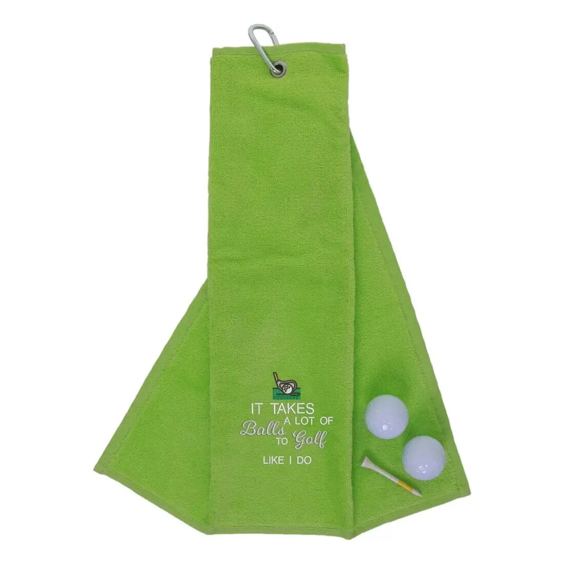 Tri-Fold Golf Towel Embroidered With Takes A Lot Of Balls Logo