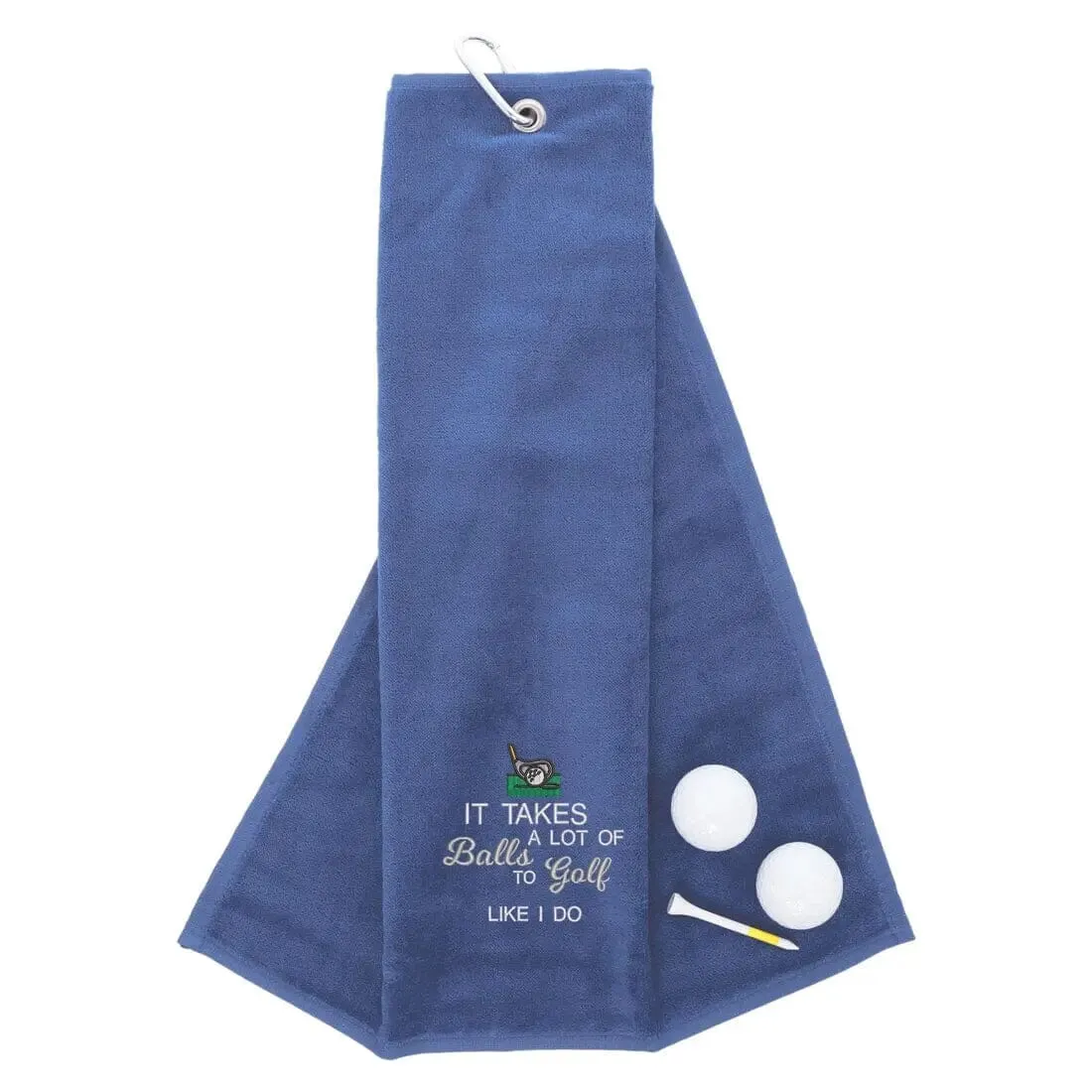 Tri-Fold Golf Towel Embroidered With Takes A Lot Of Balls Logo