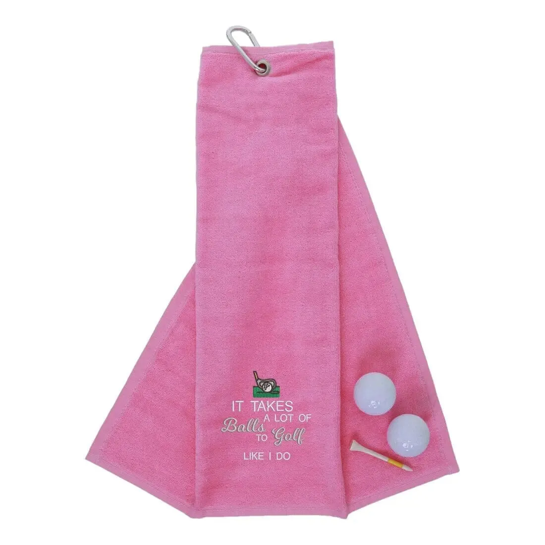 Tri-Fold Golf Towel Embroidered With Takes A Lot Of Balls Logo