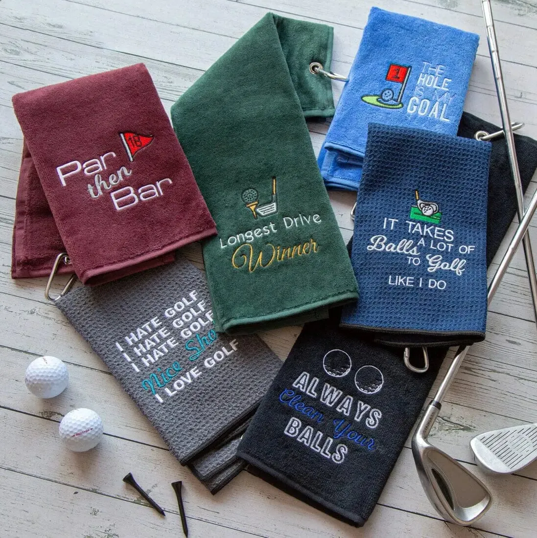 Tri-Fold Golf Towel Embroidered With Takes A Lot Of Balls Logo