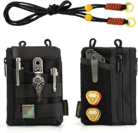 VE16R EDC Pocket Pouch with Strap, 5 EDC Pocket with 2 Zipper Pockets