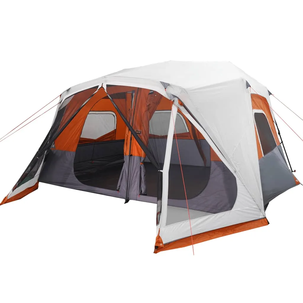 vidaXL Family Tent with LED 10-Person Light Grey and Orange Quick Release