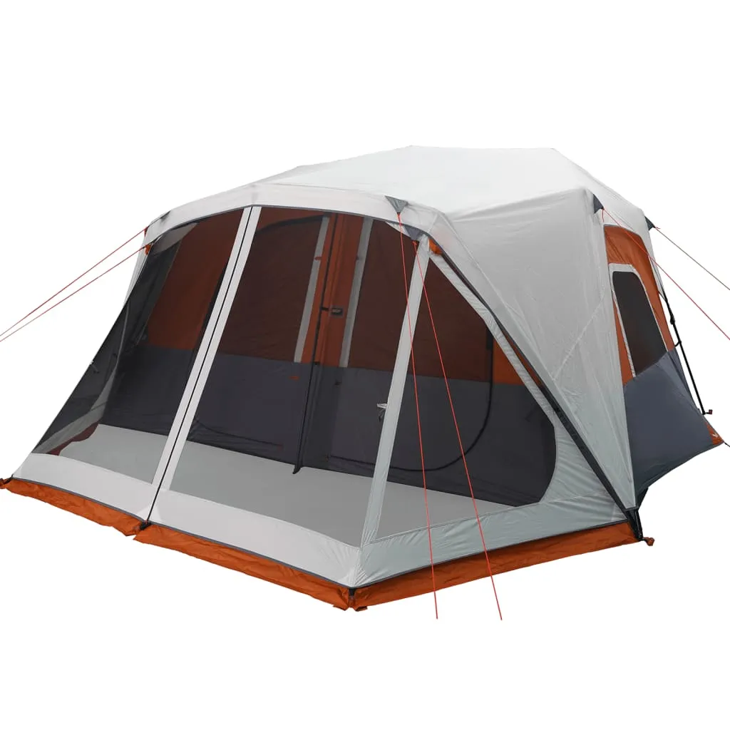 vidaXL Family Tent with LED 10-Person Light Grey and Orange Quick Release