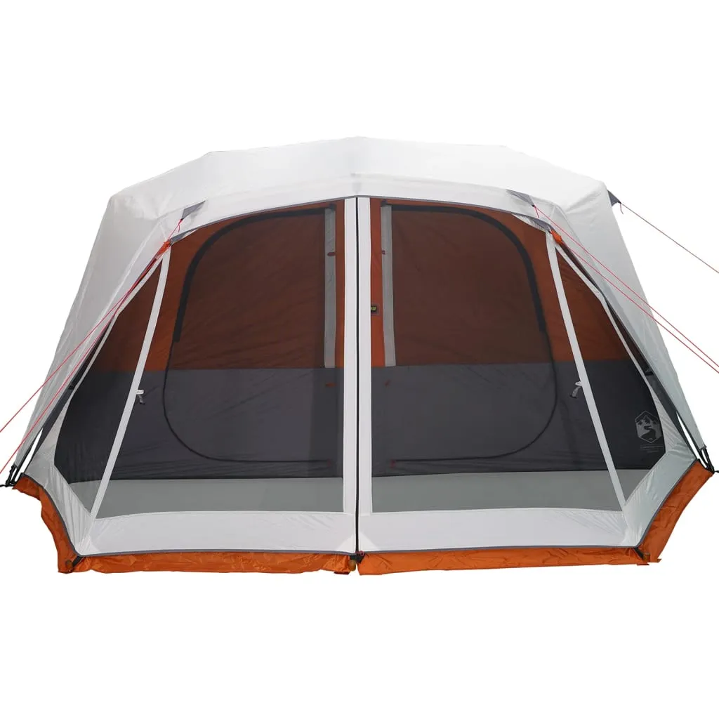 vidaXL Family Tent with LED 10-Person Light Grey and Orange Quick Release