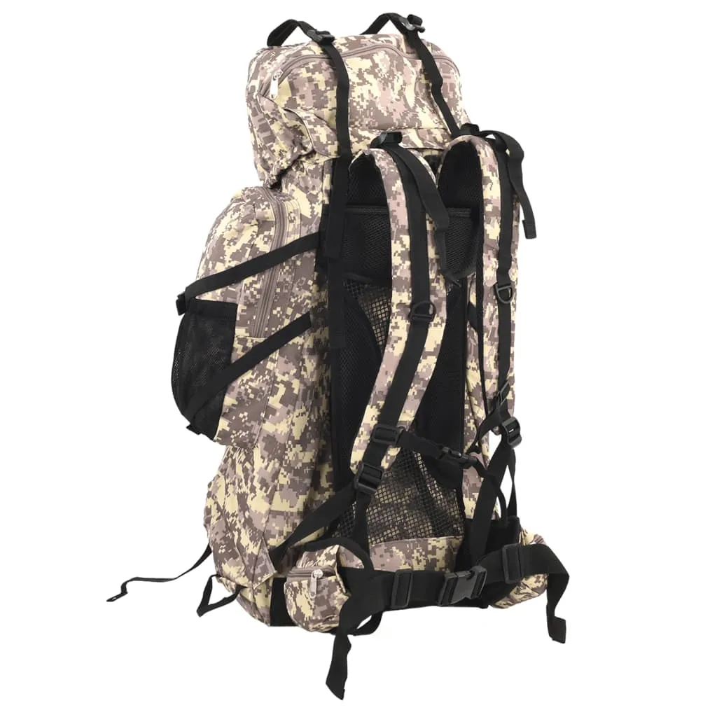 vidaXL Hiking Backpack Camel Brown Camouflage 80 L Oxford Fabric