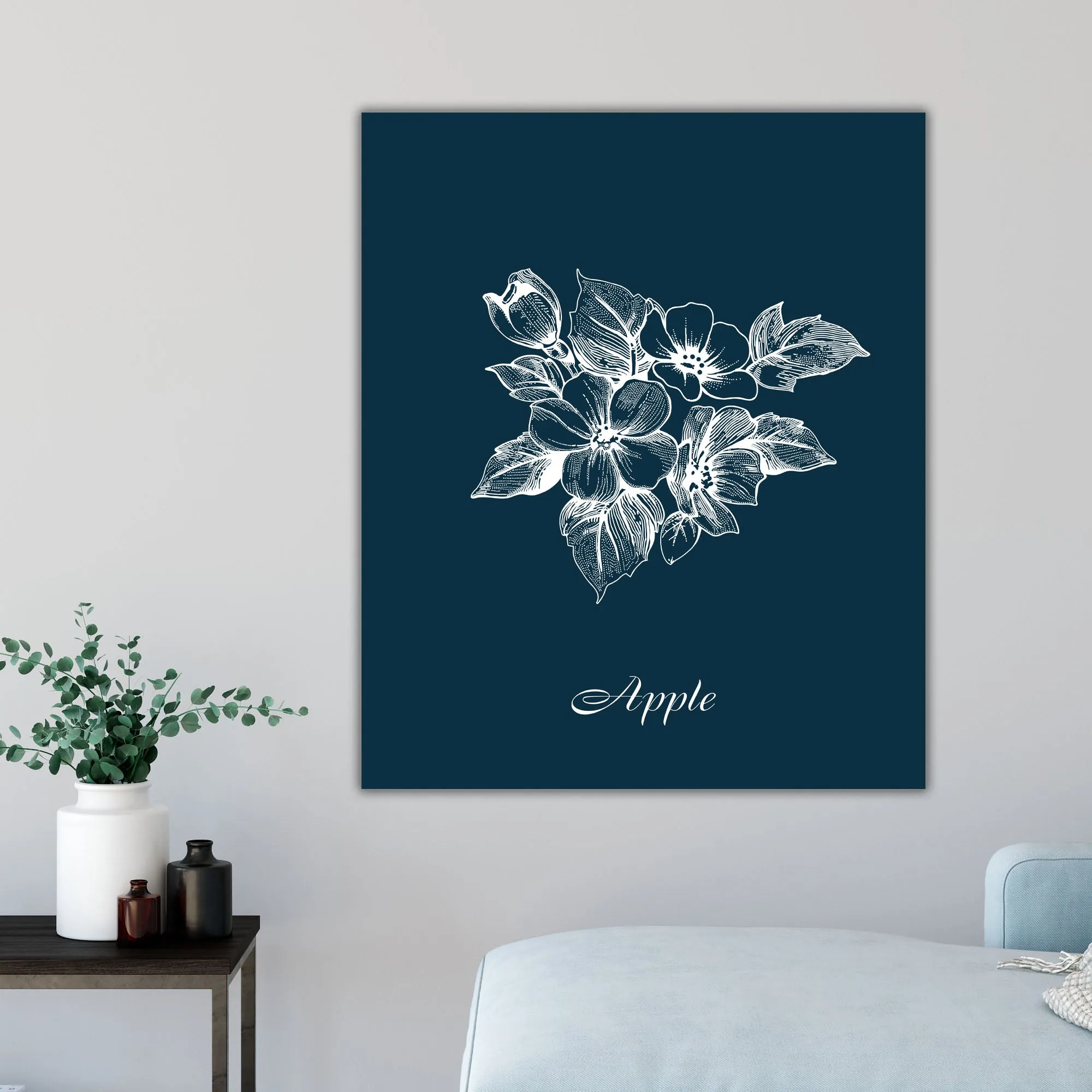 Vintage Floral Canvas Prints on Navy