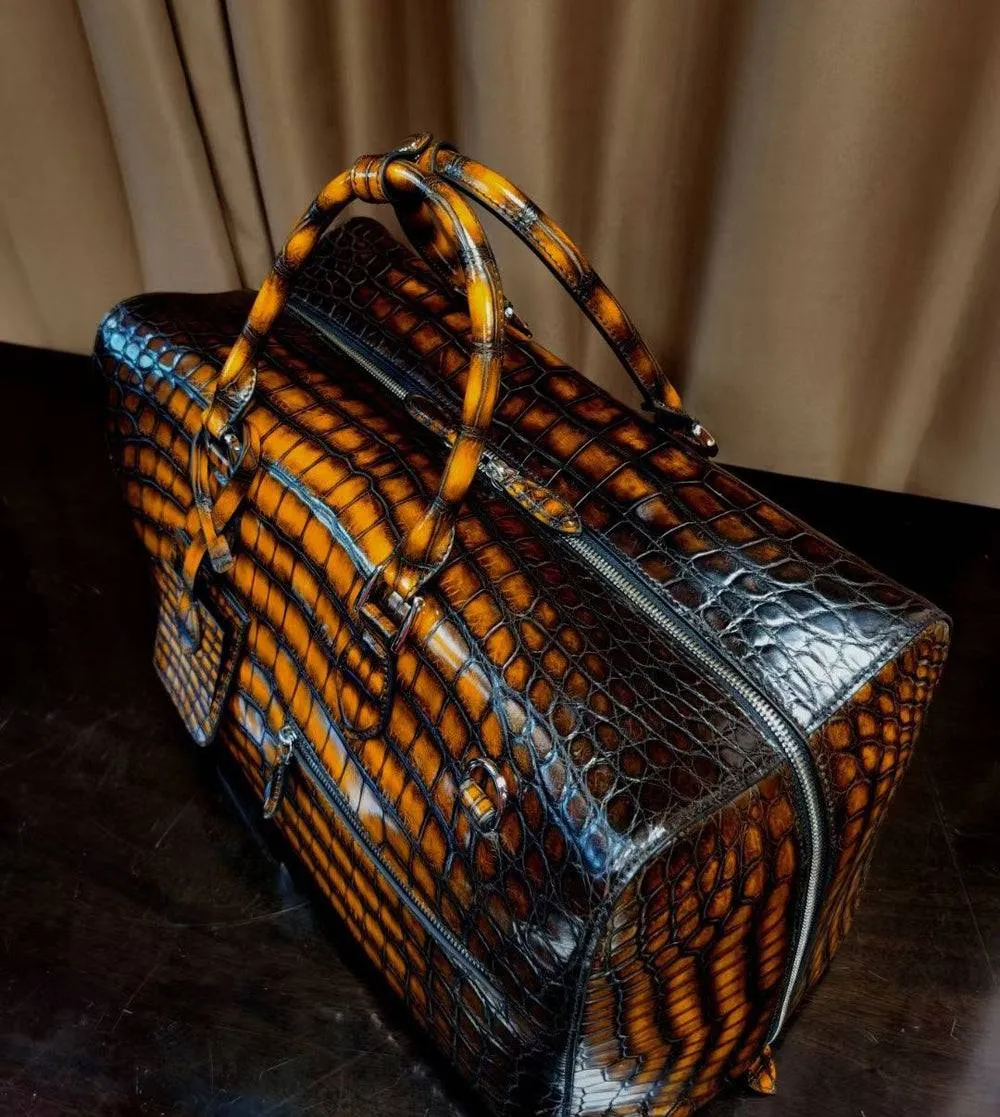 Vintage Nile Crocodile Leather Large Travel Duffle Bags