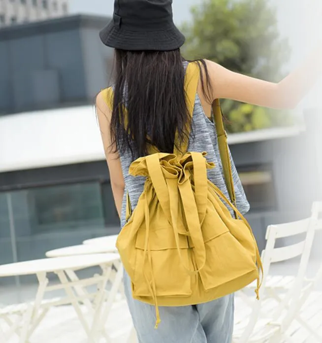 Washed Oxford Simple Design Casual Large Backpack Women Handbag Bag Shoulder Tote Bag