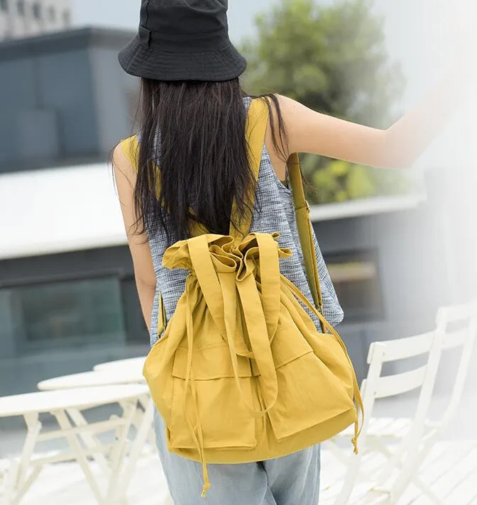 Washed Oxford Simple Design Casual Large Backpack Women Handbag Bag Shoulder Tote Bag