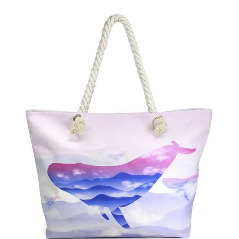 Whale Print Canvas Tote Bag