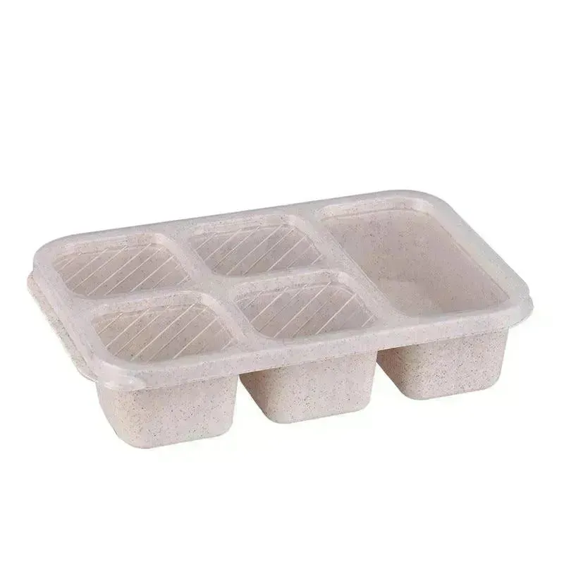 Wheat Straw Lunch Box Five-grid Lunch Box With Lid