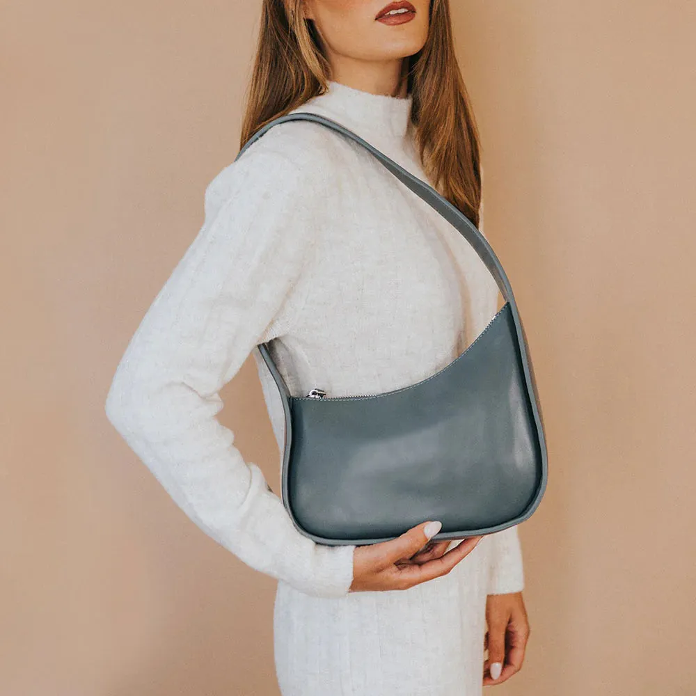 Willow Recycled Vegan Leather Shoulder Bag - Slate