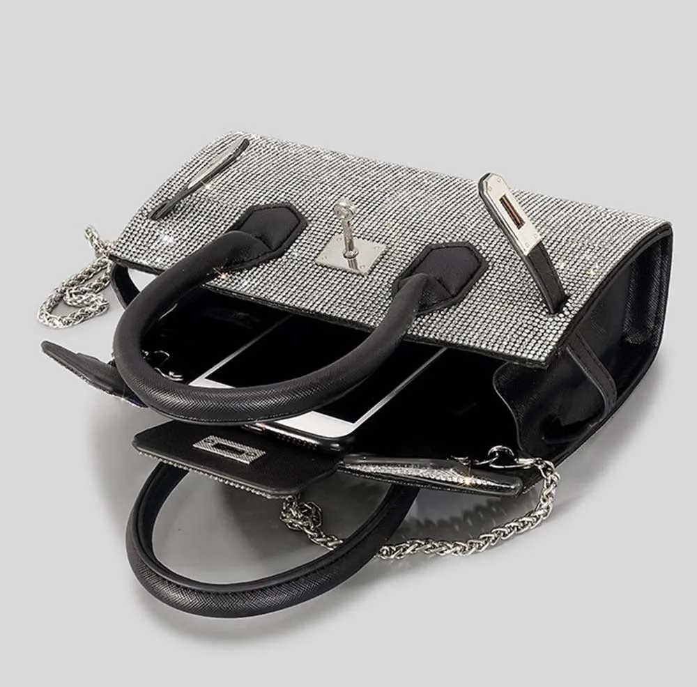 Winnal Crystal Padlock Style Top Handle Bag