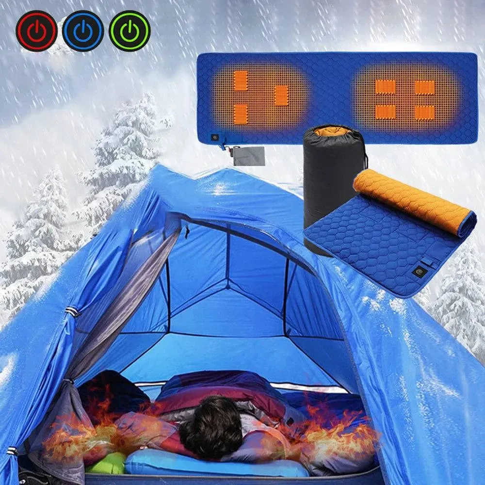 Winter USB Heating Sleeping Mat Camping Warming Mattress Temperature Adjustable Warm Tent Sleeping Mat Foldable Sleeping Pad