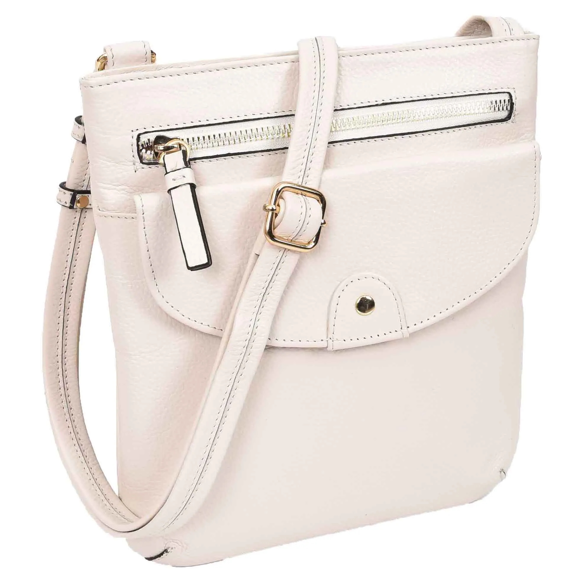 Womens Leather Crossbody Sling Bag Multi Pockets Messenger Skye White