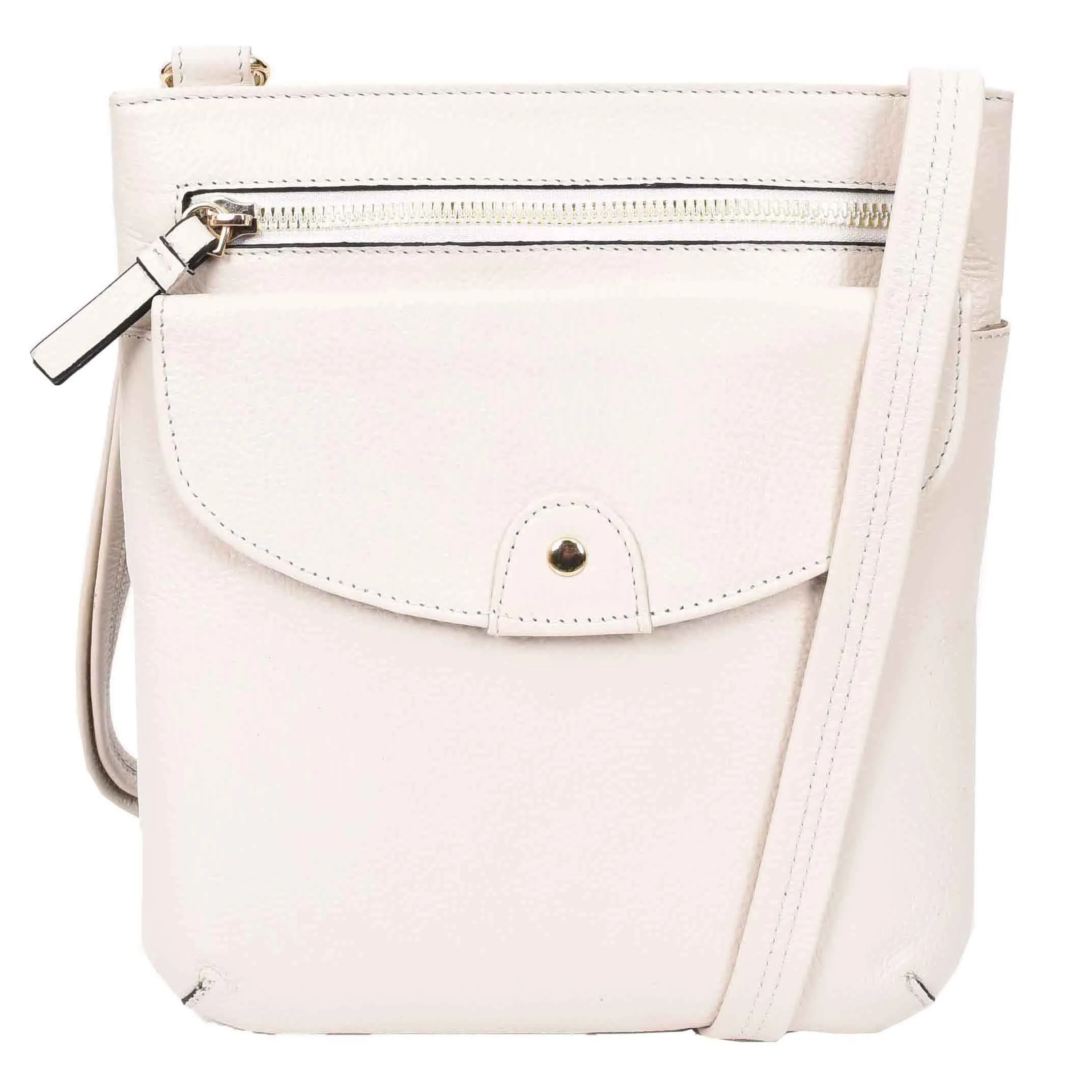 Womens Leather Crossbody Sling Bag Multi Pockets Messenger Skye White