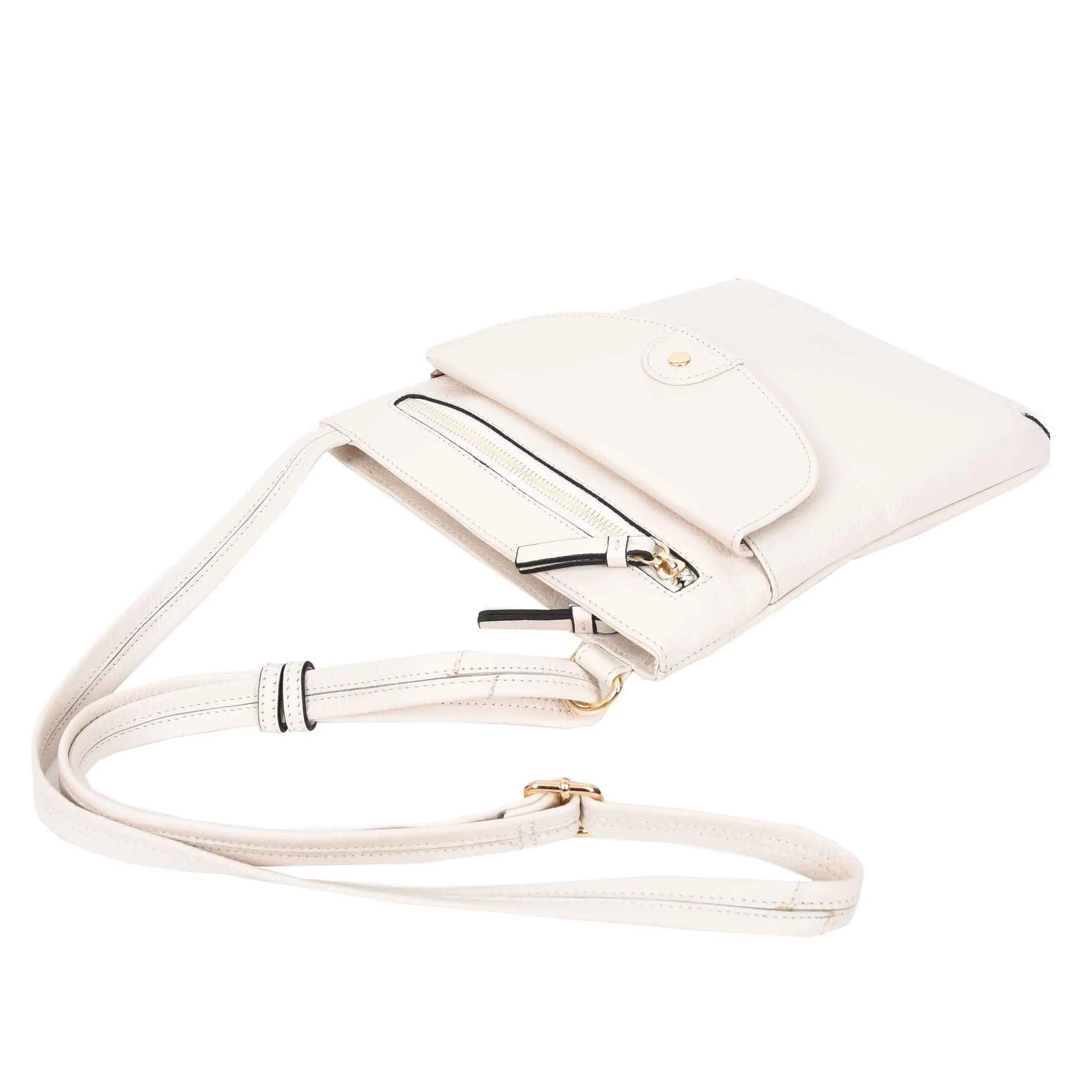 Womens Leather Crossbody Sling Bag Multi Pockets Messenger Skye White