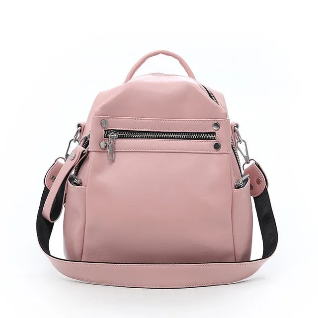 Women's Sheepskin Trendy Fashion Hip School Leather Backpack