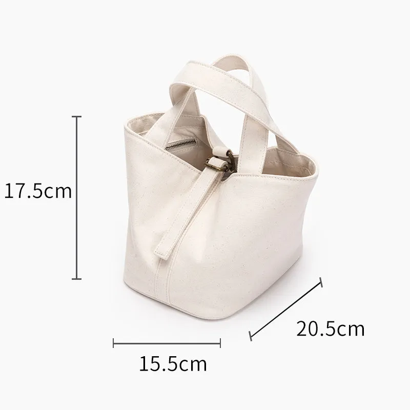 Women's Small Cotton Canvas Bucket Bag Thick Canvas Bag