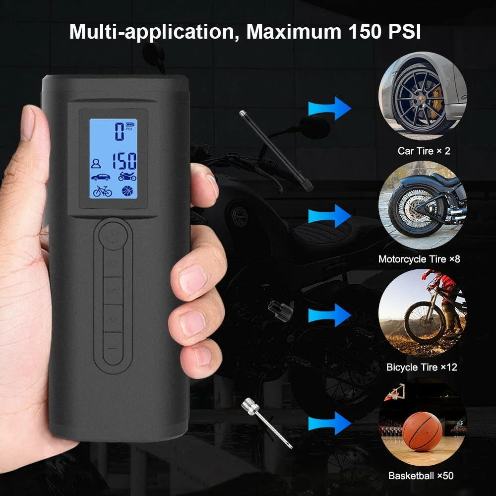 Woowind AP2-P Tire Inflator and Bike Pump, Portable Air Compressor for Car, Bike,150PSI & Power Bank (2 in 1 Inflador Electrico)